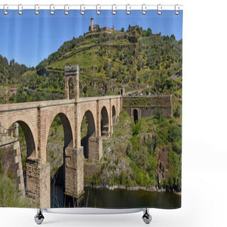 Personality  Roman Bridge Over The Tajo River In Alcantara, Caceres Province, Shower Curtains