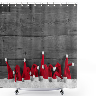 Personality  Humorously Red, Grey And White Wooden Christmas Background With  Shower Curtains