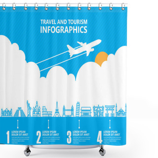 Personality  Travel Infographics ,landmark And Transport Shower Curtains