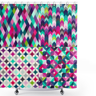 Personality  Set Of Abstract Geometric Pattern Shower Curtains