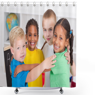 Personality  Group Of Happy Preschool Kids Shower Curtains