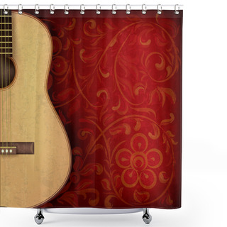 Personality  Grunge Music Background With Guitar And Floral Ornament Shower Curtains