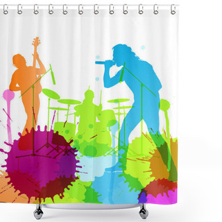 Personality  Rock Pop Band Colorful Spots And Splash Vector Shower Curtains