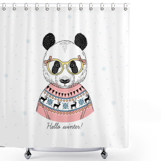 Personality  Panda Girl Dressed Up Shower Curtains
