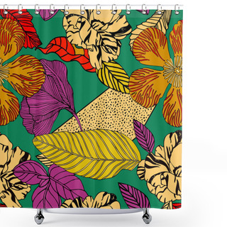 Personality  Bright Tropical Background With Exotic Plants.  Shower Curtains