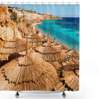 Personality  Umbrellas On Beach In Coral Reef, Sharm El Sheikh Shower Curtains