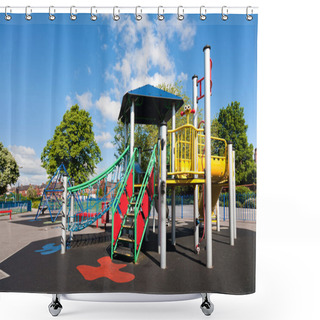 Personality  Children's Playground In The City, Uk Shower Curtains