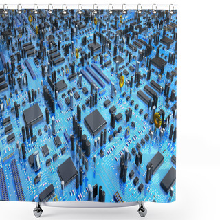 Personality  Fantasy Circuit Board.  3d Illustration Shower Curtains