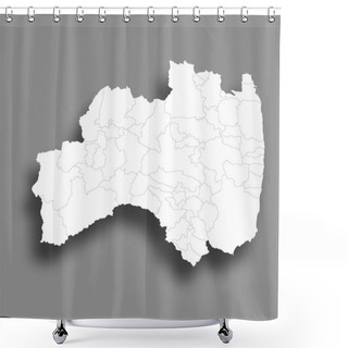 Personality  Fukushima Map Silhouette Prefecture Frame Icon Shower Curtains