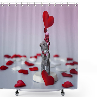 Personality  Valentine's Day. Hearts And Bears In Love. Shower Curtains