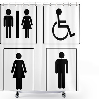 Personality  Set Of Restroom Symbols Shower Curtains
