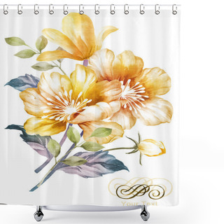 Personality  Watercolor Flower Illustration Shower Curtains