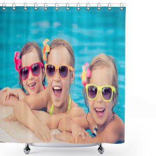 Personality  Happy Children In The Swimming Pool Shower Curtains