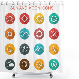 Personality  Sun And Moon Long Shadow Icons Shower Curtains