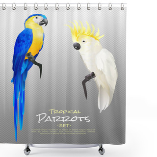 Personality  Realistic Tropical Parrots Set Shower Curtains