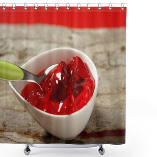 Personality  Bowl Of Strawberry Red Sweet Jelly And Green Spoon Shower Curtains