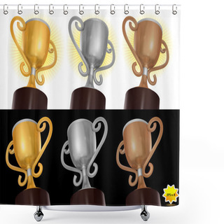 Personality  Gold, Silver And Bronze Trophies Shower Curtains