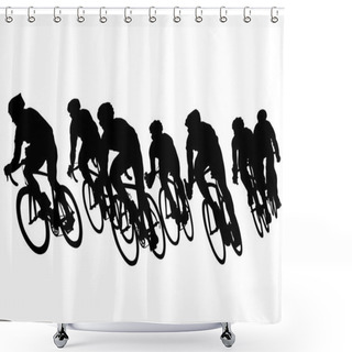 Personality  Cyclists Groups On White Shower Curtains