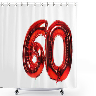 Personality  Number 60 Red Balloons Isolated On White Shower Curtains