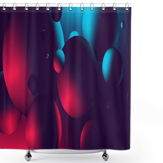 Personality  Red Blue Neon Light With A Reflection On Sphere, Gradient Vector Illustration Shower Curtains