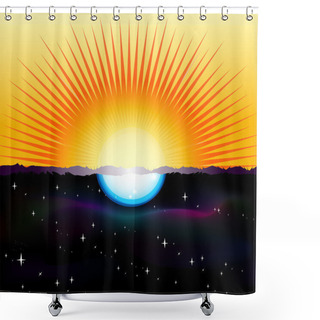 Personality  Vector Illustration Of A Split-screen Showing The Sun And The Moon Shower Curtains