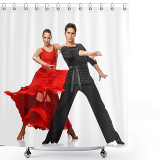 Personality  Elegance Latino Dancers In Action Shower Curtains
