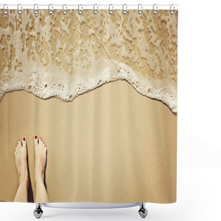 Personality  Feet On Beach Shower Curtains