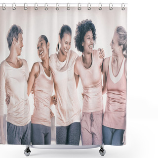 Personality  Women Wearing Pink For Breast Cancer Shower Curtains