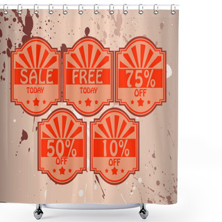 Personality  Set Of Vector Sale Labels Shower Curtains
