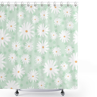 Personality  Daisy Meadow Spring Floral Blooms With Spotty Background. Vector Repeat. Great For Home Decor, Wrapping, Scrapbooking, Wallpaper, Gift, Kids, Apparel.  Shower Curtains