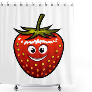Personality  Smiling Strawberry With A Green Stalk Shower Curtains