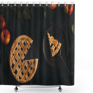 Personality  Piece Of Apple Pie On Cake Server Shower Curtains
