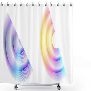 Personality  Abstract Sign. Semicircle Flat Icon. Half Round Many Lines Image. Vector Illustration Eps 10 Logo For Web Design, Mobile & Infographic. Black White & Rainbow Tone Pattern Isolated On White Background Shower Curtains