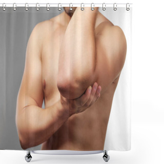 Personality  Man With Elbow Pain Shower Curtains