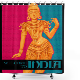 Personality  Vintage Poster Statue Of Indian Female Sculpture Shower Curtains