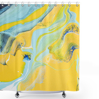 Personality  Abstract Acrylic Texture With Yellow And Light Blue Paint Shower Curtains