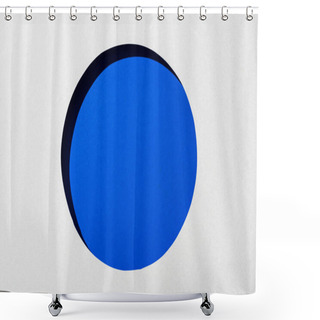 Personality  Cut Out Round Hole In White Paper On Electric Blue Background Shower Curtains