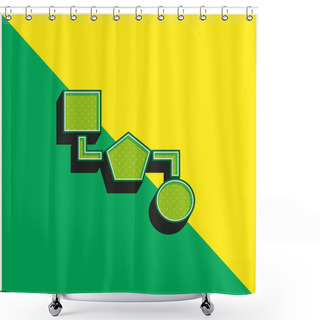 Personality  Blocks Scheme Of Three Black Geometric Shapes Green And Yellow Modern 3d Vector Icon Logo Shower Curtains