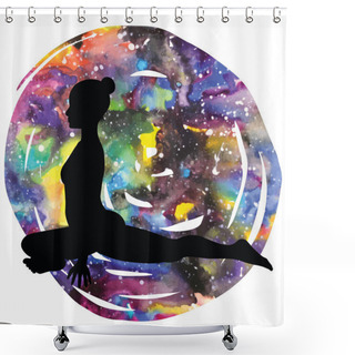 Personality  Women Silhouette. Pigeon Yoga Pose. Kapotasana Shower Curtains