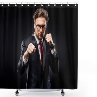 Personality  Aggressive Businessman Punching Shower Curtains