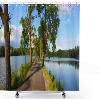 Personality  Road Between Ponds Shower Curtains
