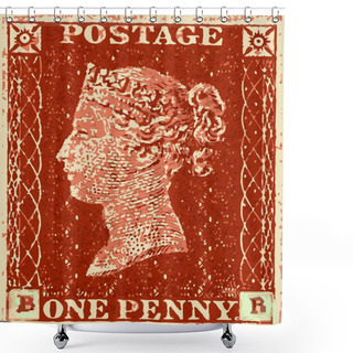 Personality  A Typical Victorian Penny Red British Stamp Shower Curtains