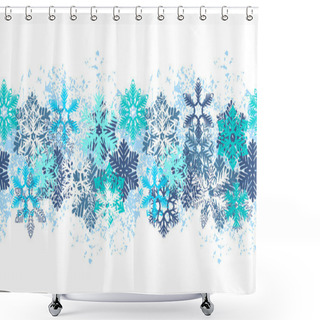 Personality  Seamless Blue Border With Snowflakes Shower Curtains