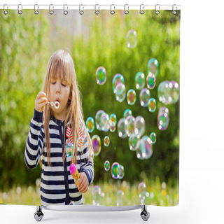 Personality  Beautiful Little Blonde Girl, Playing Outdoor, Springtime Shower Curtains