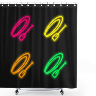 Personality  Boat And Soak Four Color Glowing Neon Vector Icon Shower Curtains
