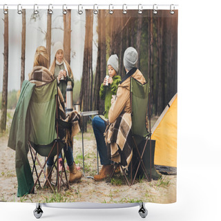 Personality  Family Having Camping Trip Shower Curtains