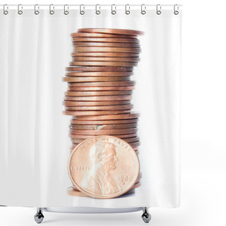 Personality  Stack Of Pennies Shower Curtains