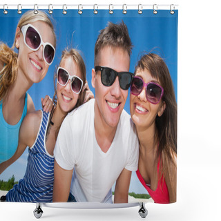 Personality  Young People On Beach Shower Curtains