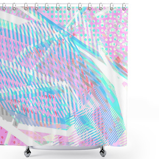 Personality  Abstract Colorful Disco Background Created With Stripes, Dots And Patters Of Colors. Shower Curtains