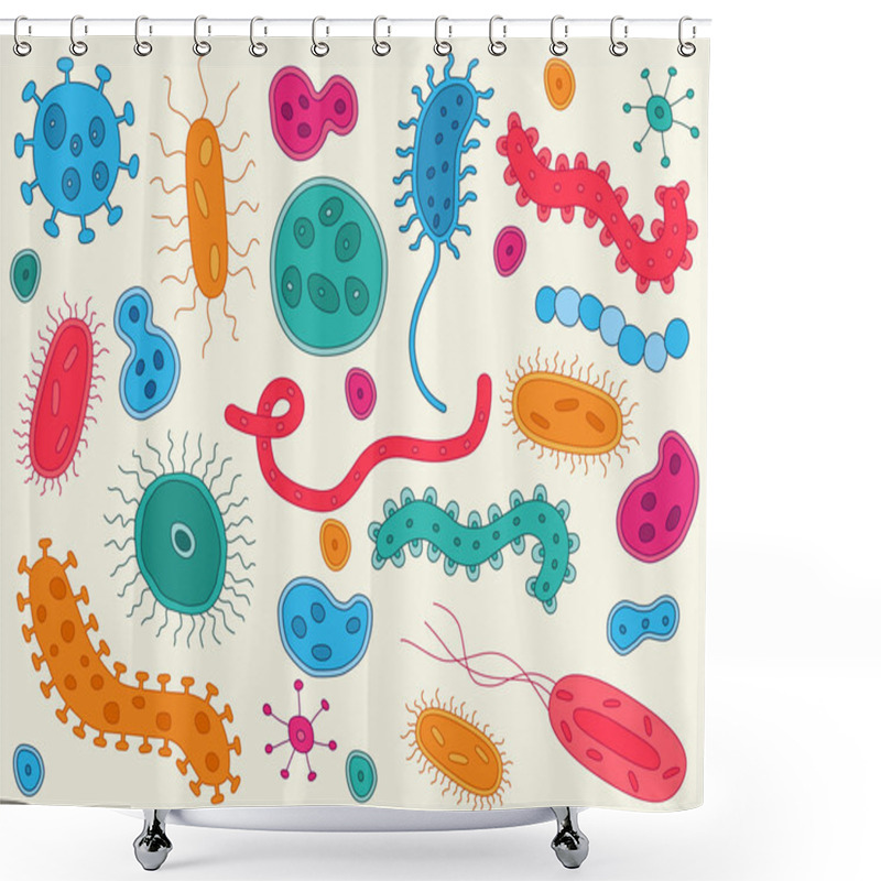 Personality  Hand Drawn Bacteria Shower Curtains